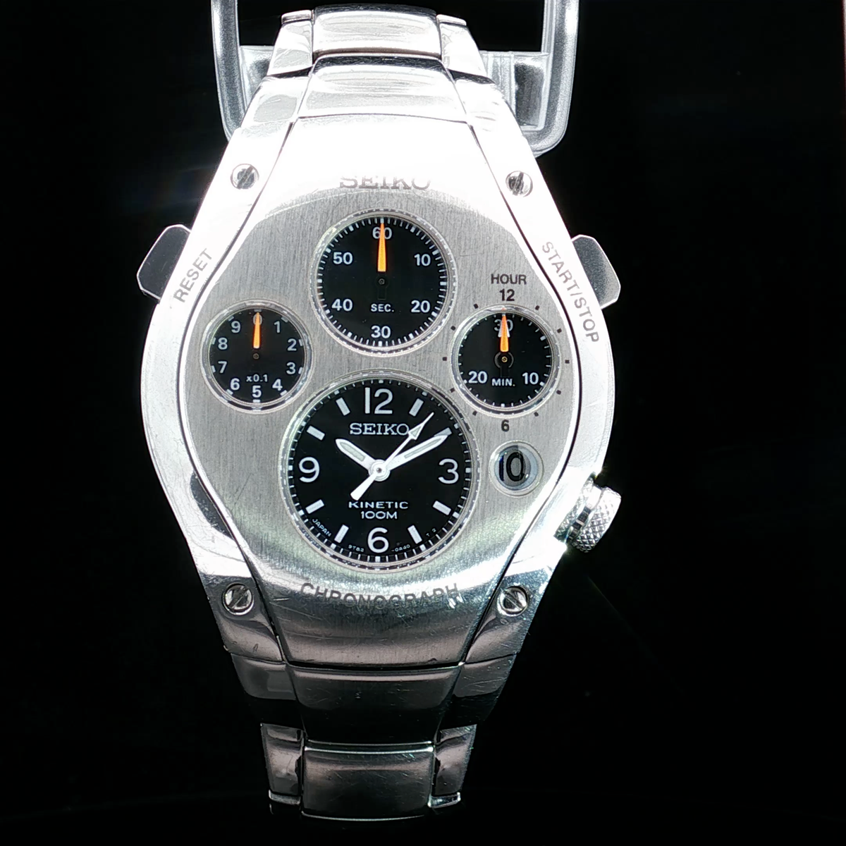 Seiko Sportura SLQ007 - Kinetic Chronograph – 9T82 - Jay Leno Stainless Steel