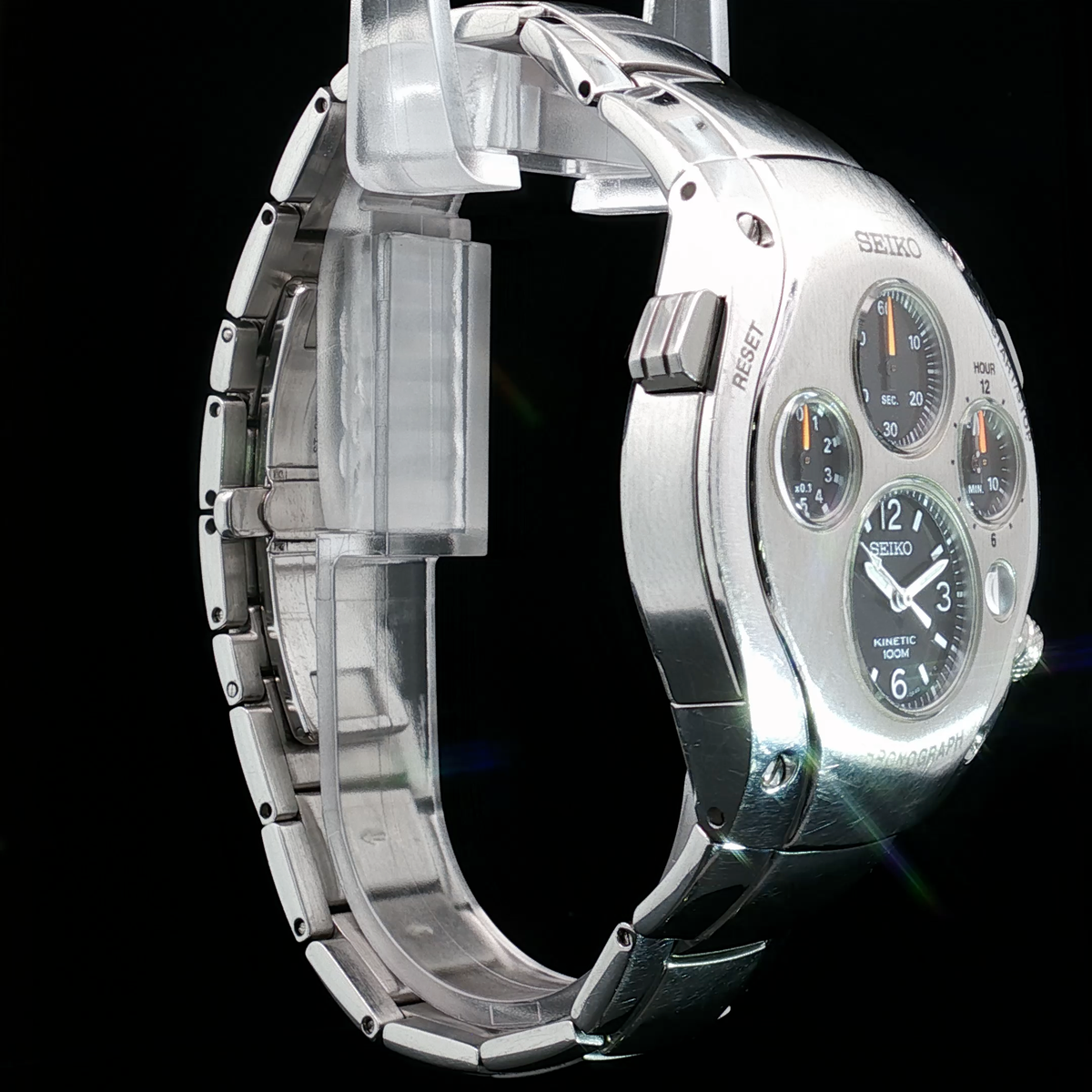 Seiko Sportura SLQ007 - Kinetic Chronograph – 9T82 - Jay Leno Stainless Steel