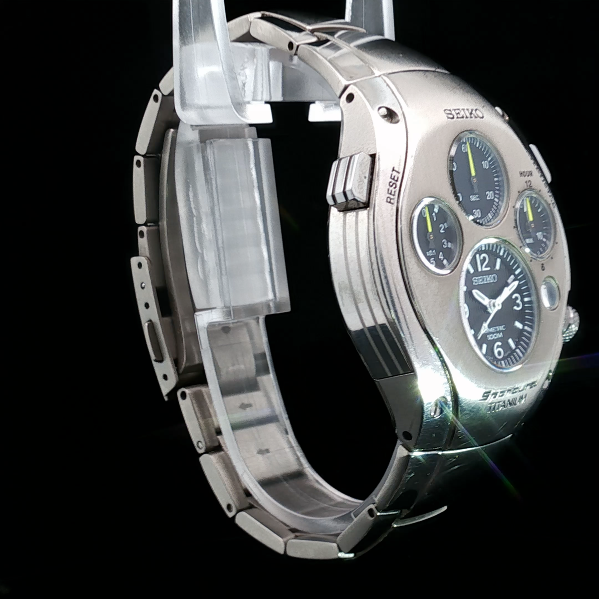 Seiko Sportura SLQ011 - Kinetic Chronograph – 9T82 - Jay Leno Titanium **SUPER RARE YELLOW DIAL Titanium**