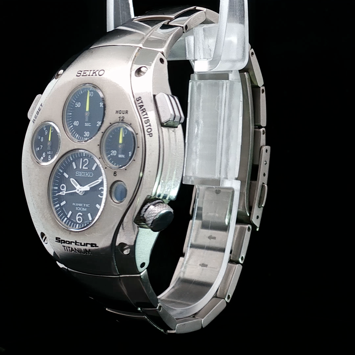 Seiko Sportura SLQ011 - Kinetic Chronograph – 9T82 - Jay Leno Titanium **SUPER RARE YELLOW DIAL Titanium**