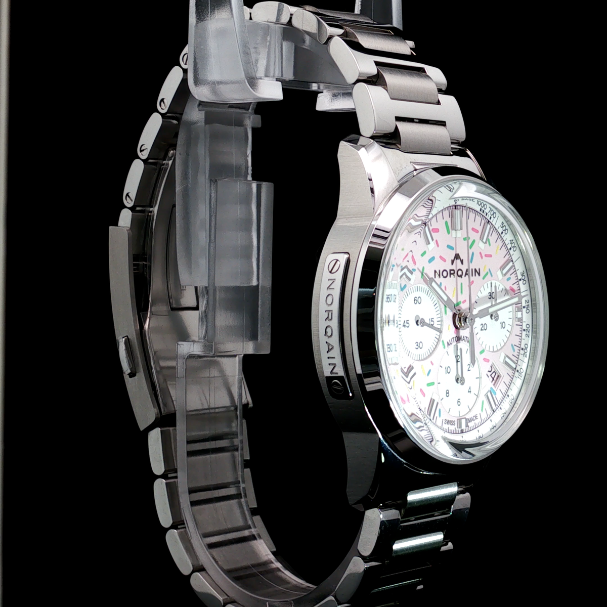 Brand New NORQAIN Freedom Chrono Enjoy Life "Sprinkles" Pink Dial - N2201.19S04.K01