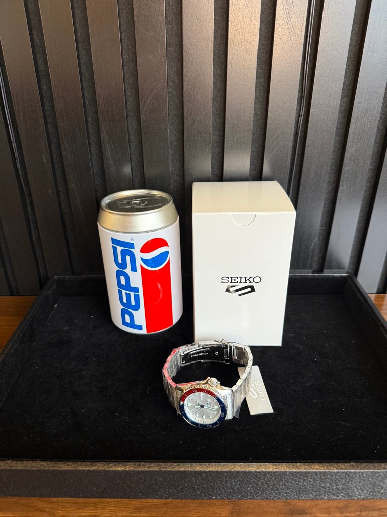 Seiko 5 Sports - Fully Snickered Brand New Full Set - Pepsi Can - SRPL99
