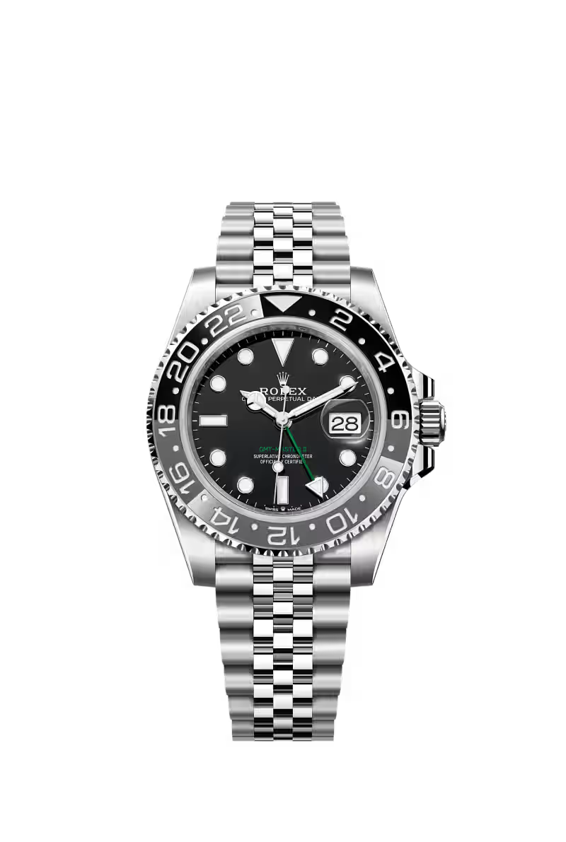 GMT-Master II Oyster, 40 mm, Oystersteel Reference 126710GRNR - Bracelet Jubilee, five-piece links