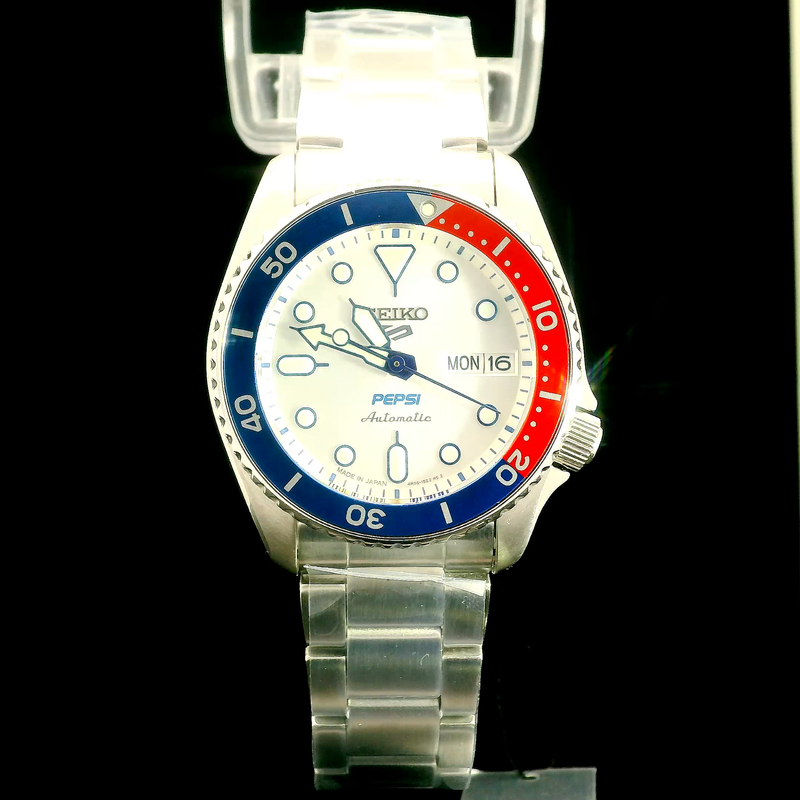 Seiko 5 Sports - Fully Snickered Brand New Full Set - Pepsi Can - SRPL99
