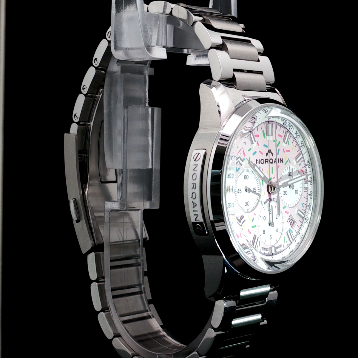 Brand New NORQAIN Freedom Chrono Enjoy Life "Sprinkles" Pink Dial - N2201.19S04.K01