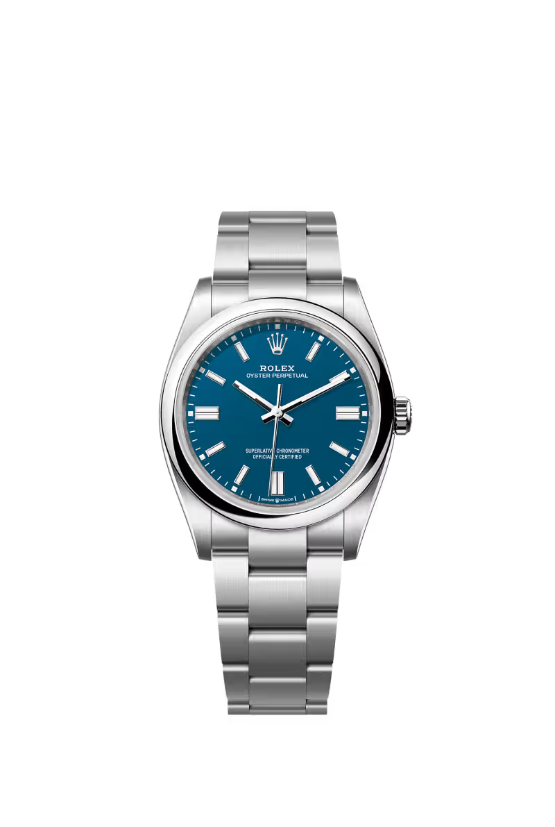 Oyster Perpetual 36 Oyster, 36 mm, Oystersteel Reference 126000 - Dial Med blue