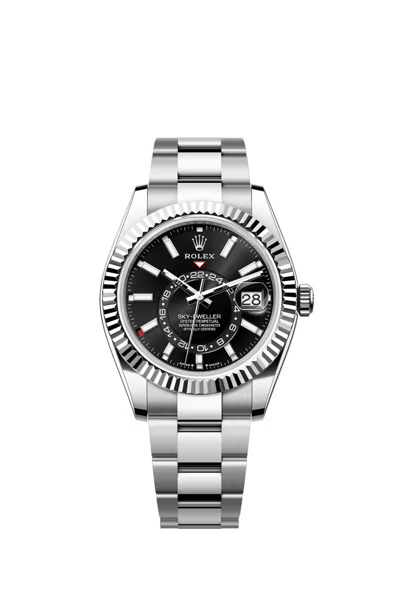 Sky-Dweller Oyster, 42 mm, Oystersteel and white gold Reference 336934 - Dial Bright black - Bracelet Oyster, three-piece solid links