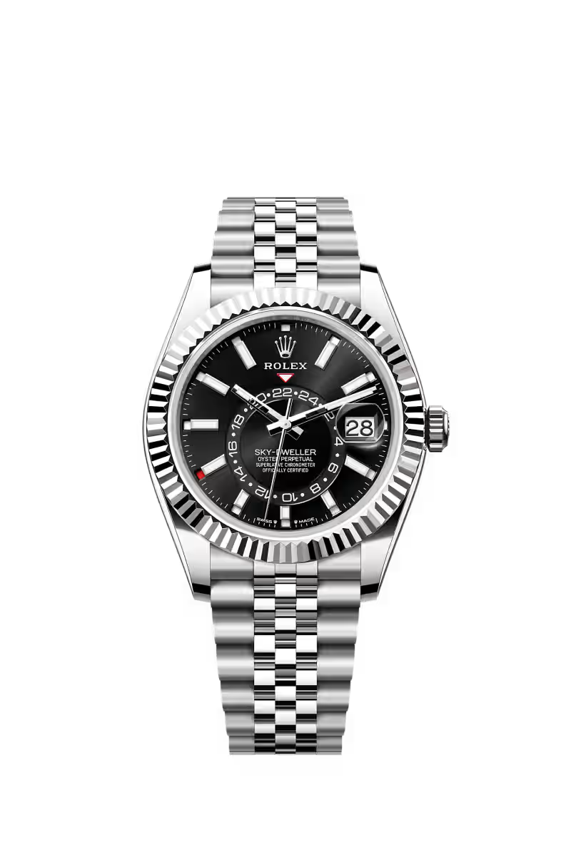 Sky-Dweller Oyster, 42 mm, Oystersteel and white gold Reference 336934 - Dial Bright black - Bracelet Jubilee, five-piece links
