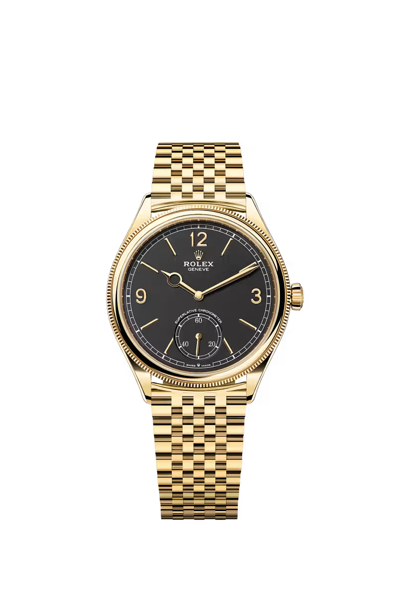1908 39 mm, 18 kt yellow gold, polished finish Reference 52508 - Dial Intense black