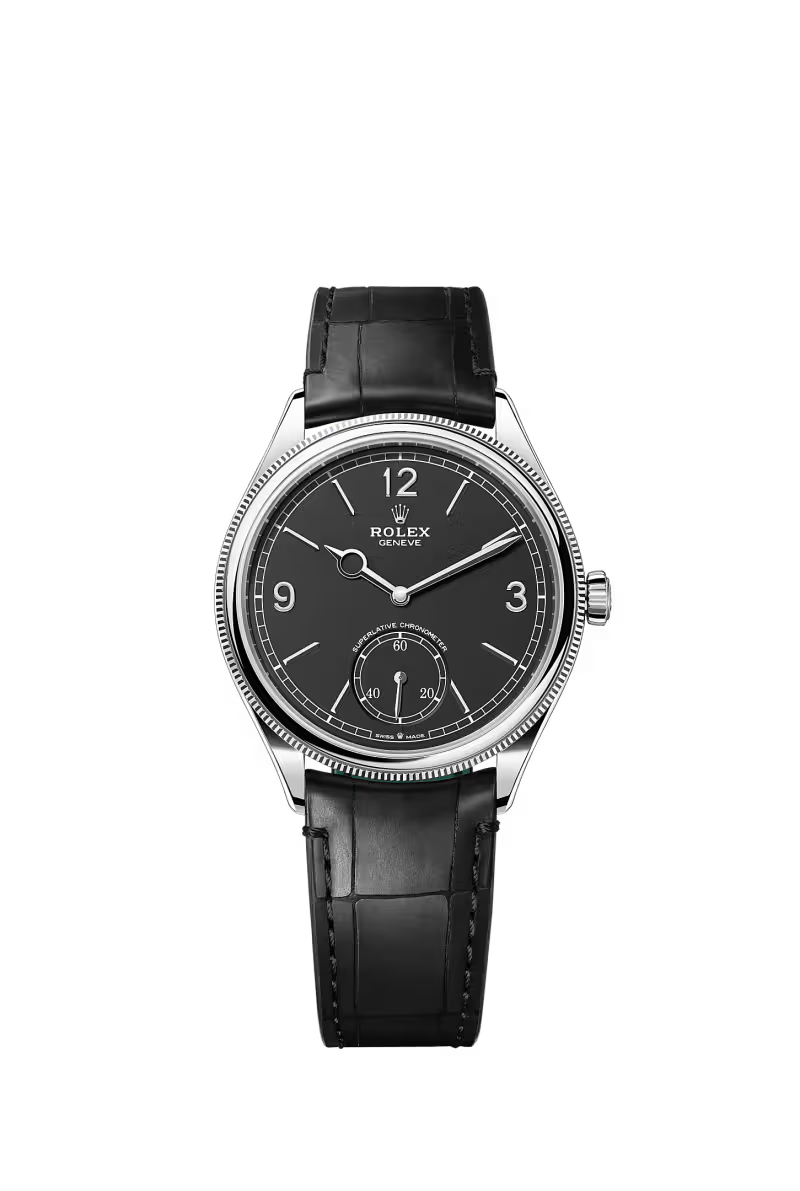 1908 39 mm, 18 kt white gold, polished finish Reference 52509 - Dial Intense black
