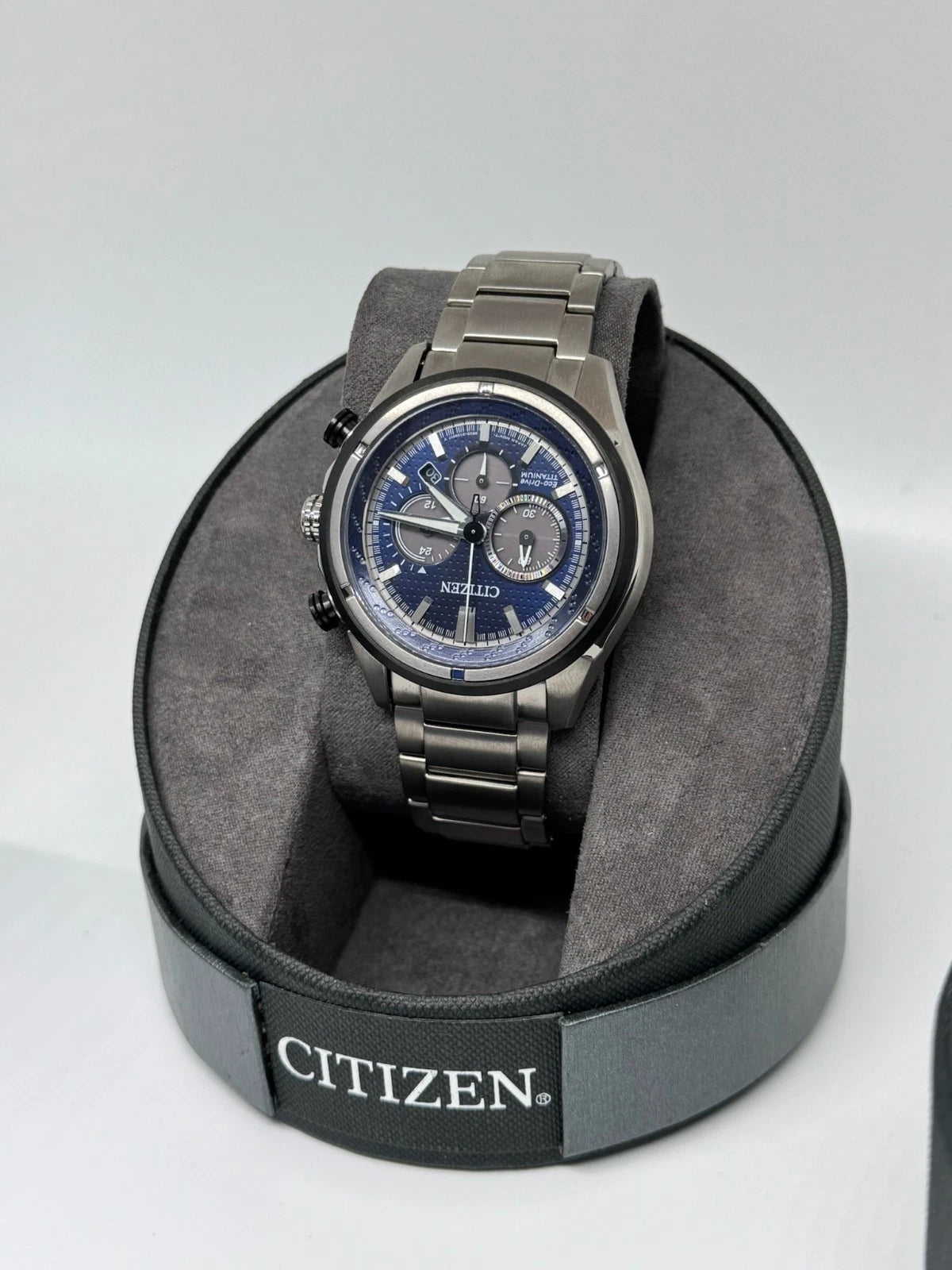 Citizen Eco-Drive Chronograph CA4240-82L – Super Titanium – Blue Dial – B & P