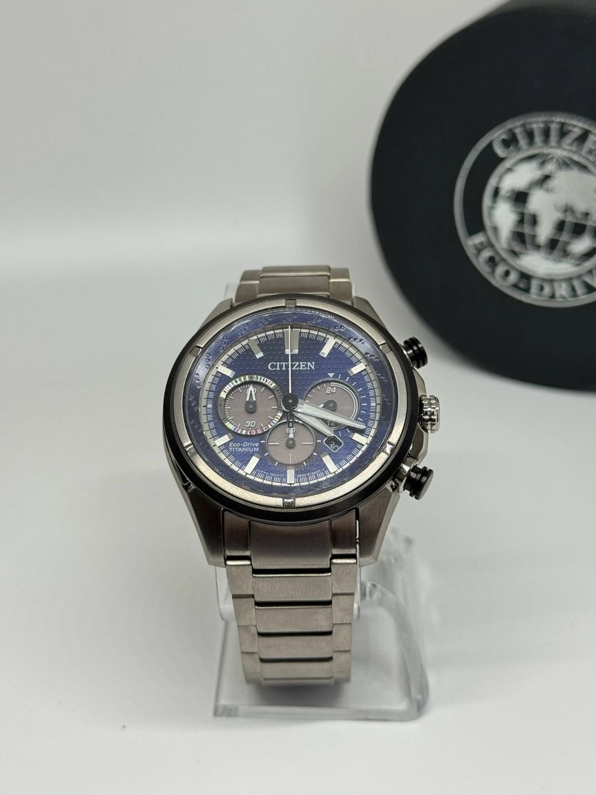 Citizen Eco-Drive Chronograph CA4240-82L – Super Titanium – Blue Dial – B & P